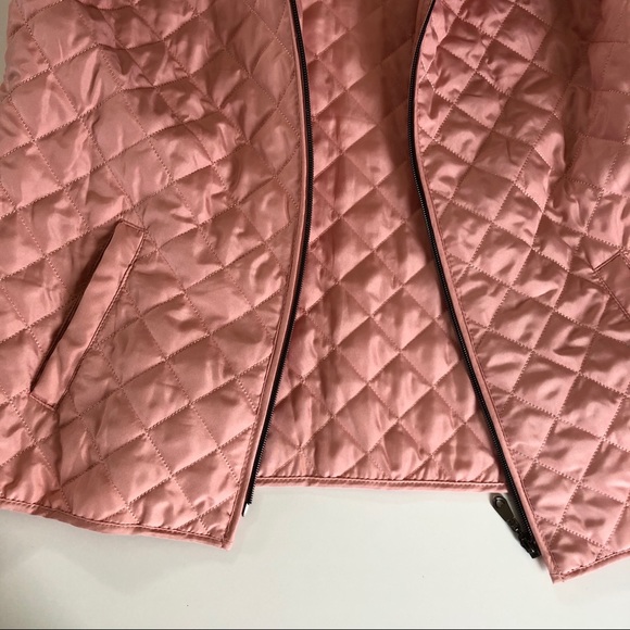 Onque Casual Pink Peach Quilted Zip Up Vest - Picture 6 of 8